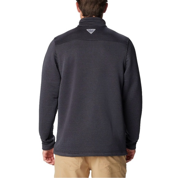 New Columbia PFG Mens Bonefish Quarter Zip Ribbed Pullover Gray Size Small NWT - Picture 2 of 5